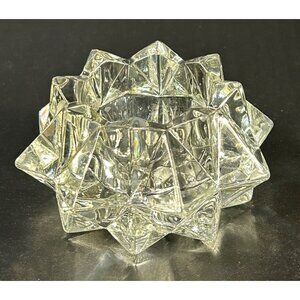 Vintage Avon Diamond Star Pattern Clear Glass Votive Candle Holder